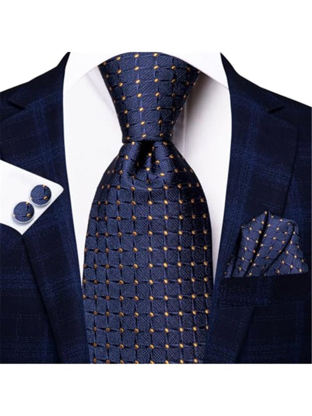 Mens Paisley Striped Tie Woven Necktie for Men and Handkerchief Cufflinks Set